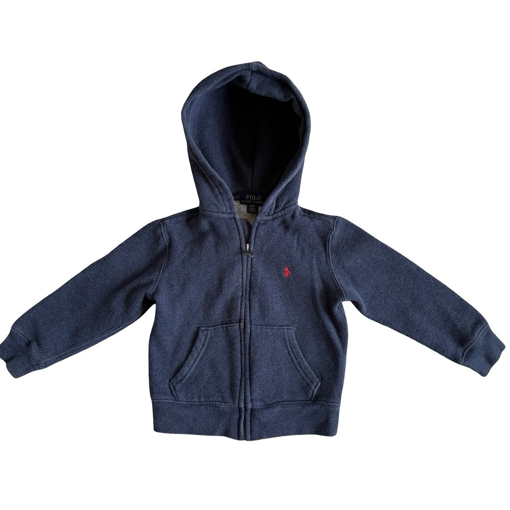 Polo Ralph Lauren Zip Hoodie Navy Blue Fleece Pony Logo Kids 3T